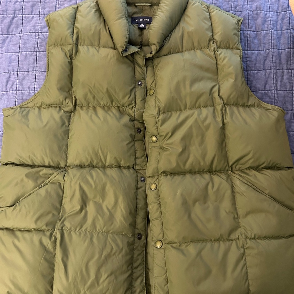 Lands' End Green Puffer Vest